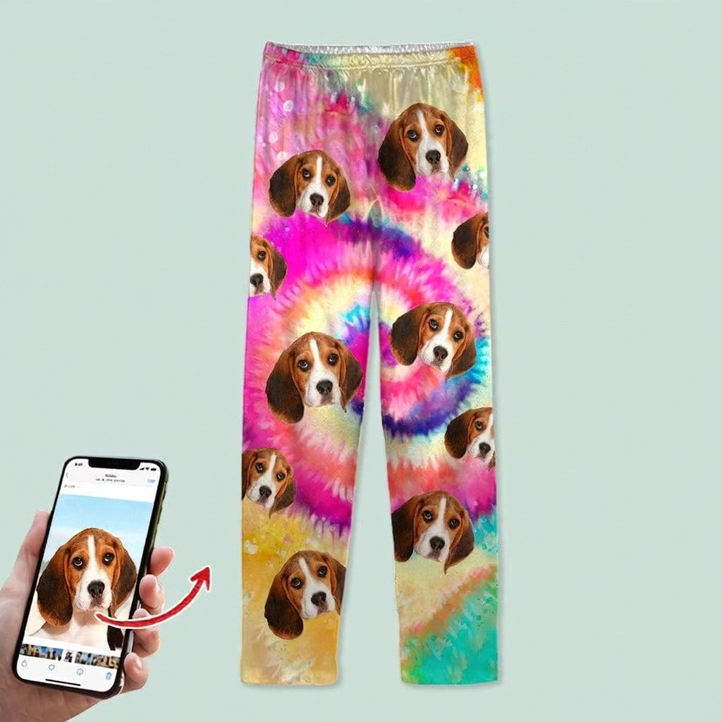 Custom Photo Tie Dye Background Dog Pajamas