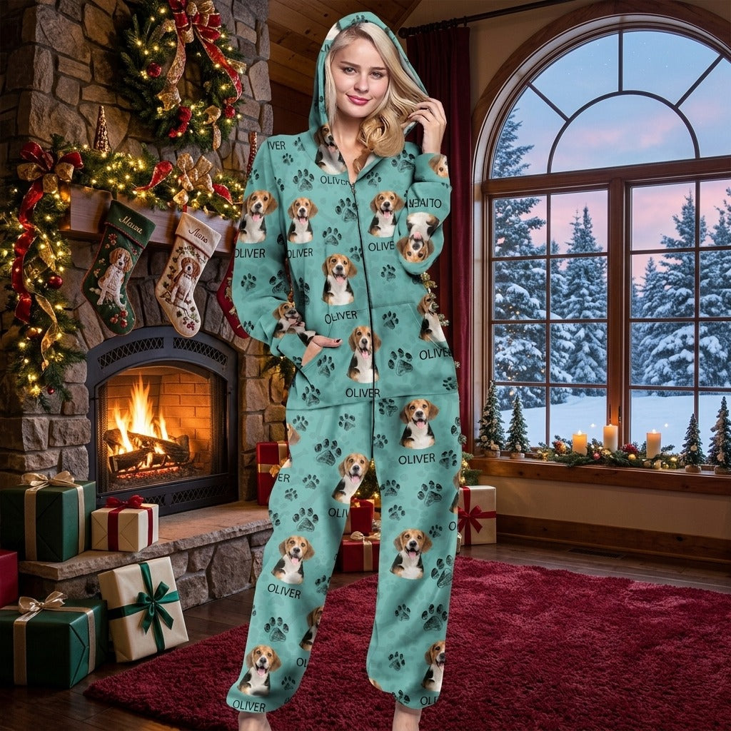 Custom Photo With Dog Cat Paw Onesie Pajamas For Dog Lovers