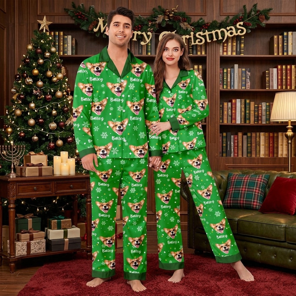 Custom Photo Dog Cat Christmas Pajamas For Pet Lovers