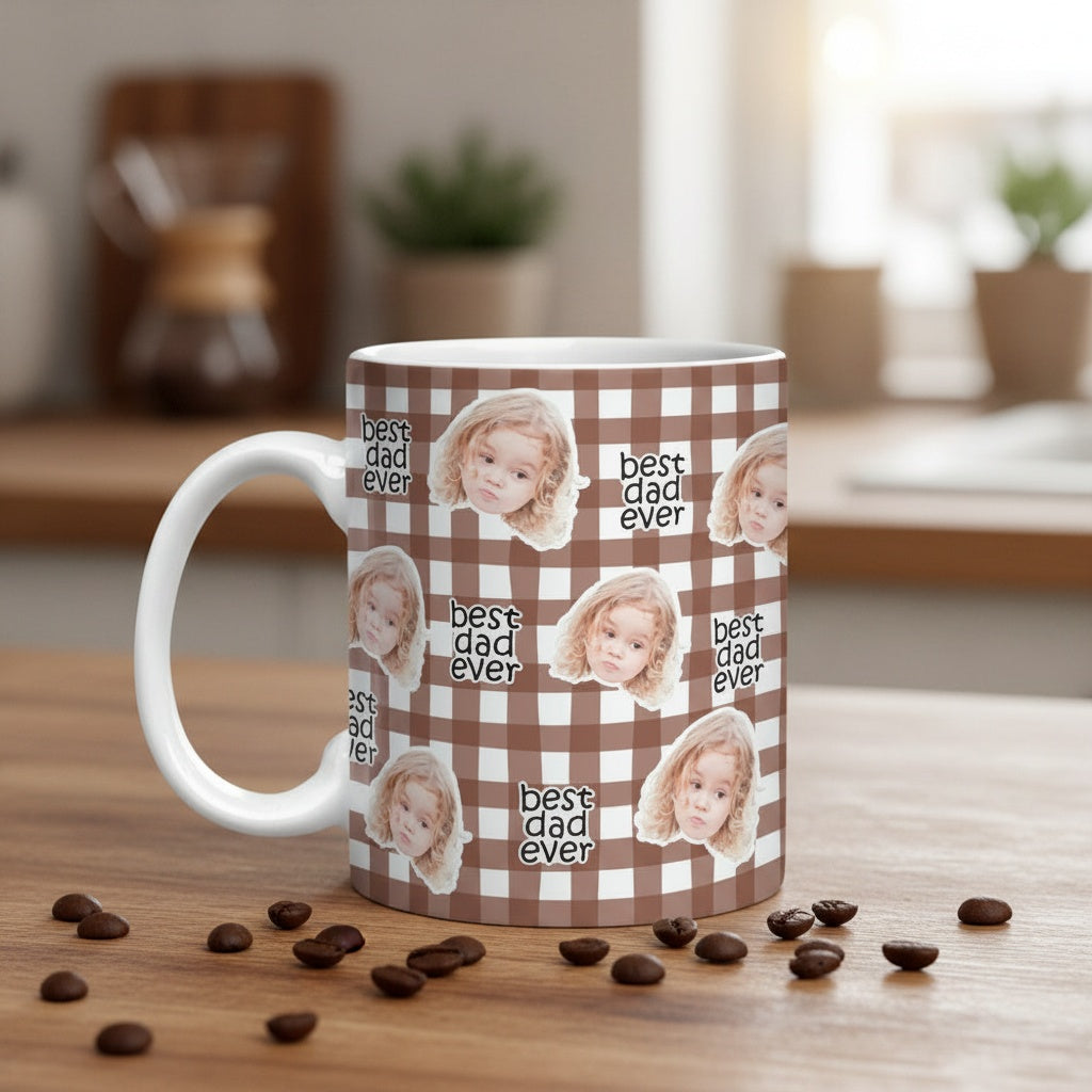 Custom Baby Face Best Dad, Mom Ever Print Full Mug - Personalized Gift for Parents