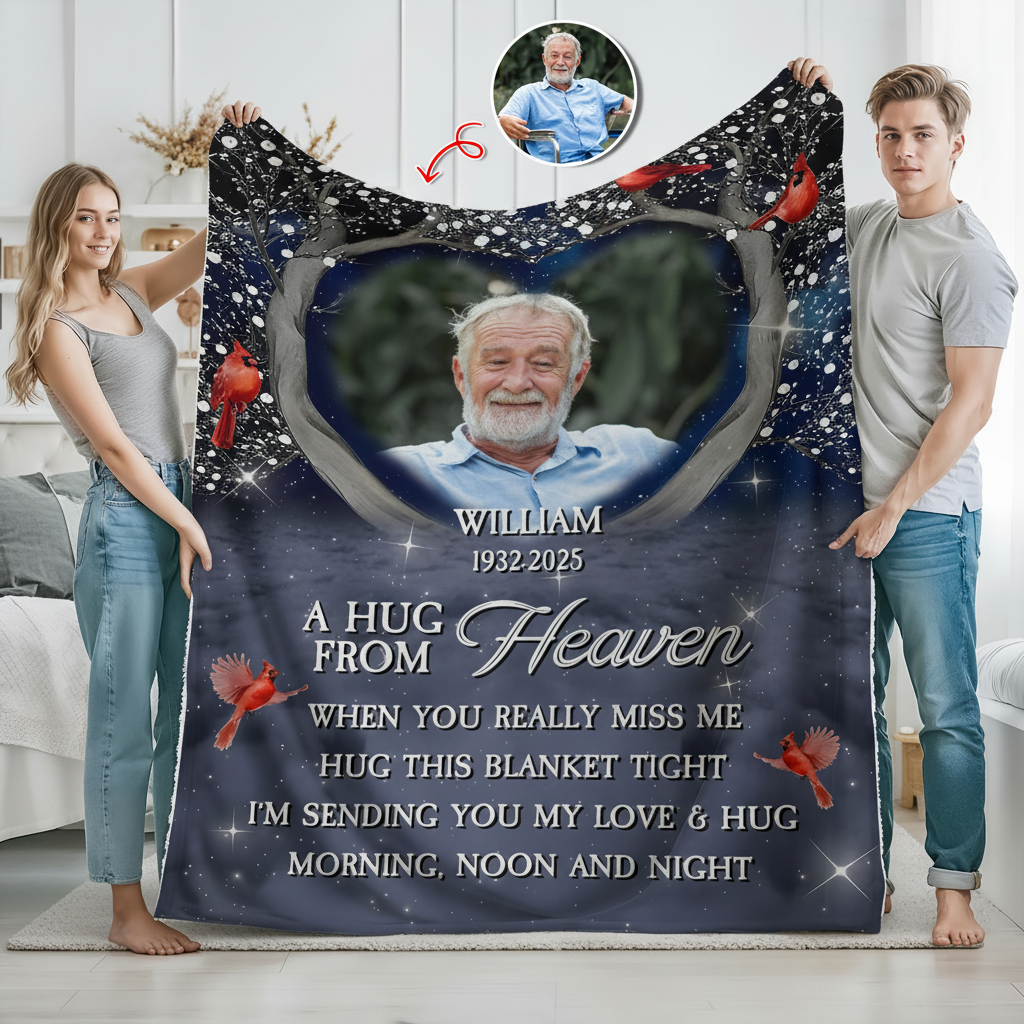 Personalized A Hug From Heaven Custom Photo Memorial  Blanke