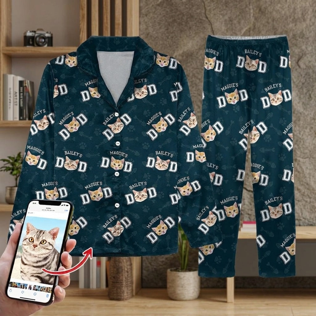 Custom Photo Cat Dad Cat Mom Pajamas