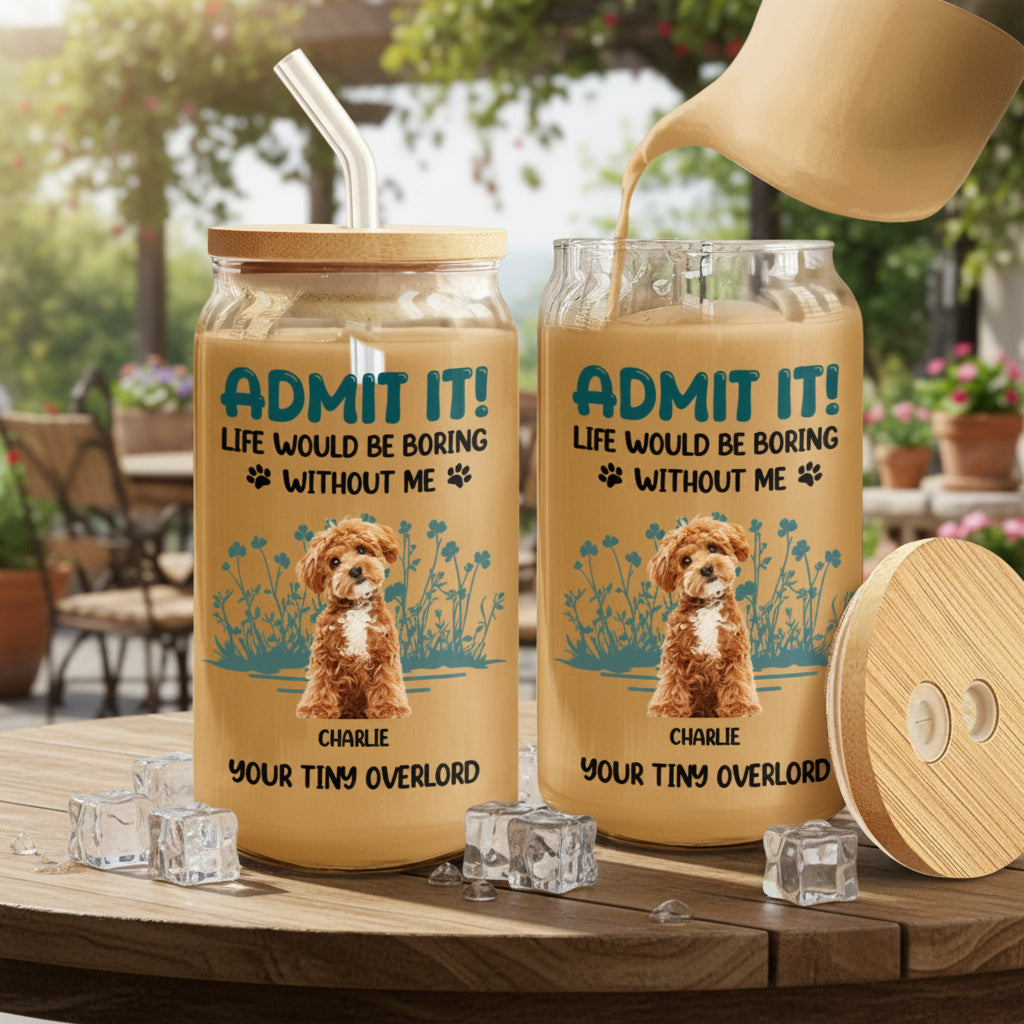 Custom Photo Admit It - Personalized Glass Can With Lid