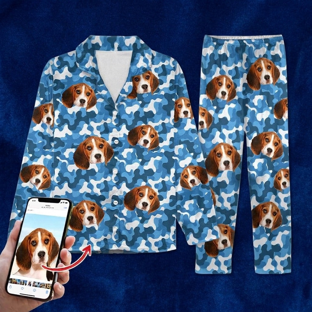 Custom Photo With Camo Background Dog Pajamas