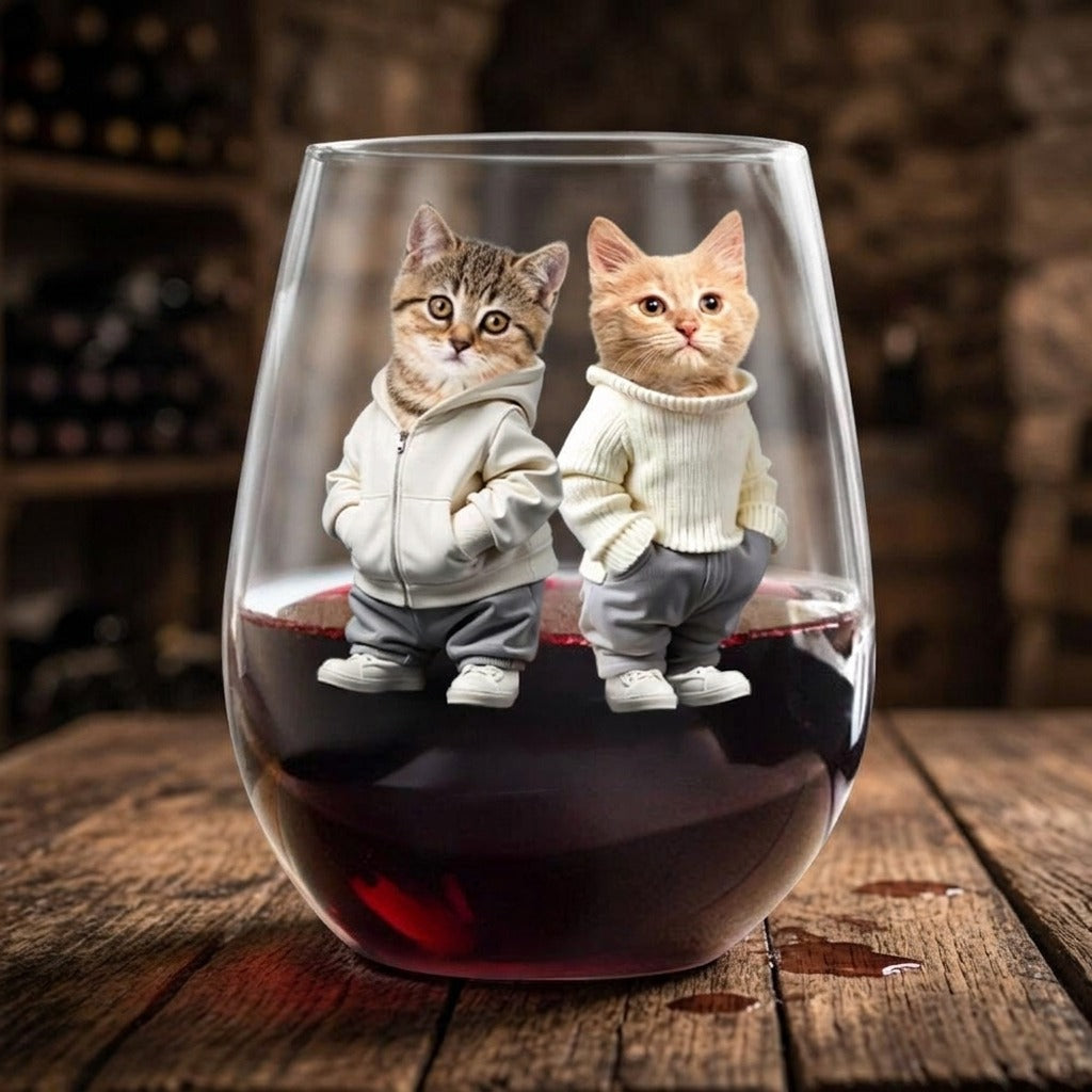 Custom Photo Cool Dog, Cat Wine Glass Gift For Dog Cat Pet Lover