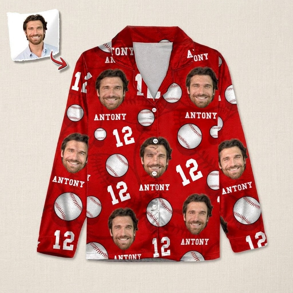 Custom Face Photo And Name Baseball Pajamas