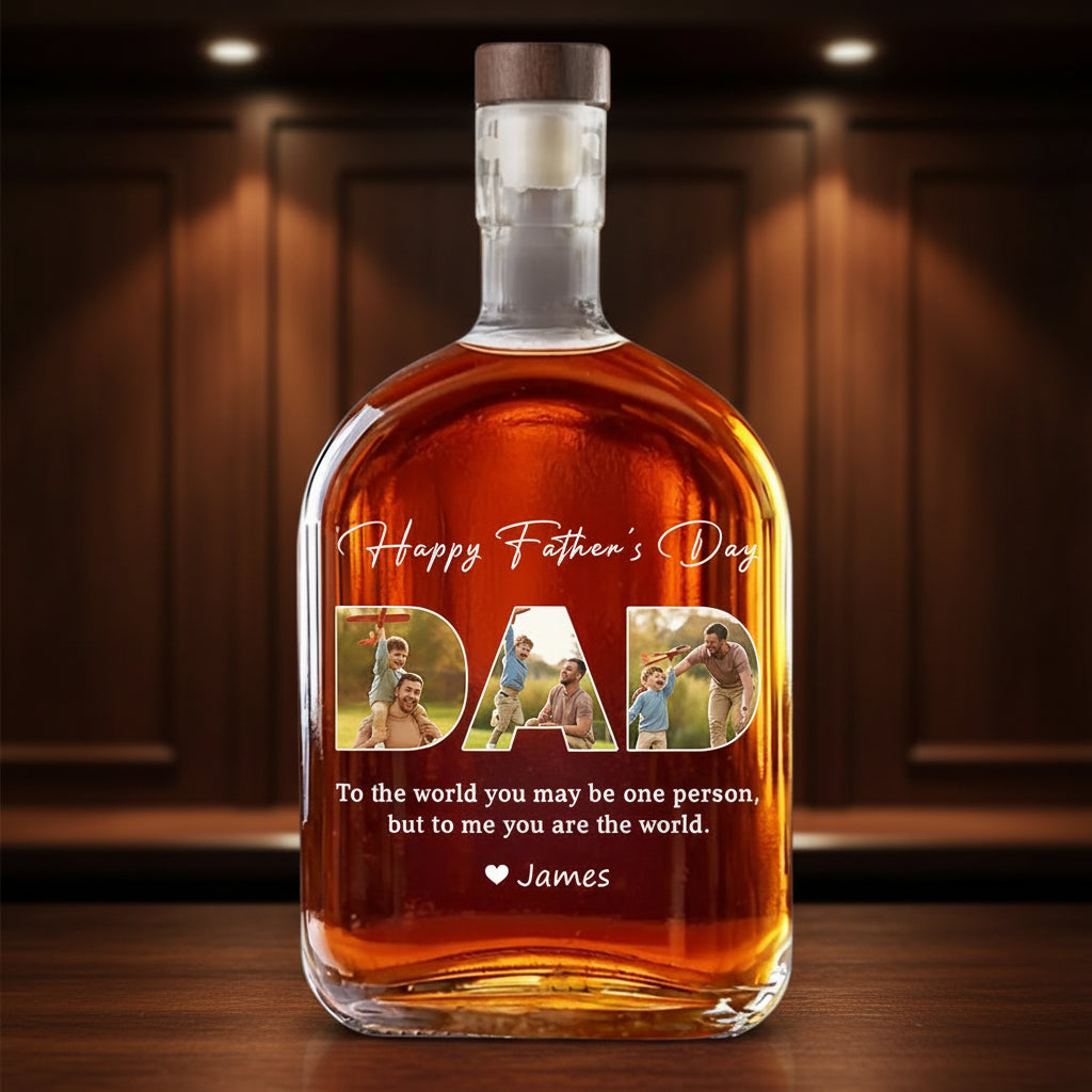Custom Photo Happy Father's Day Family Whiskey Bottle