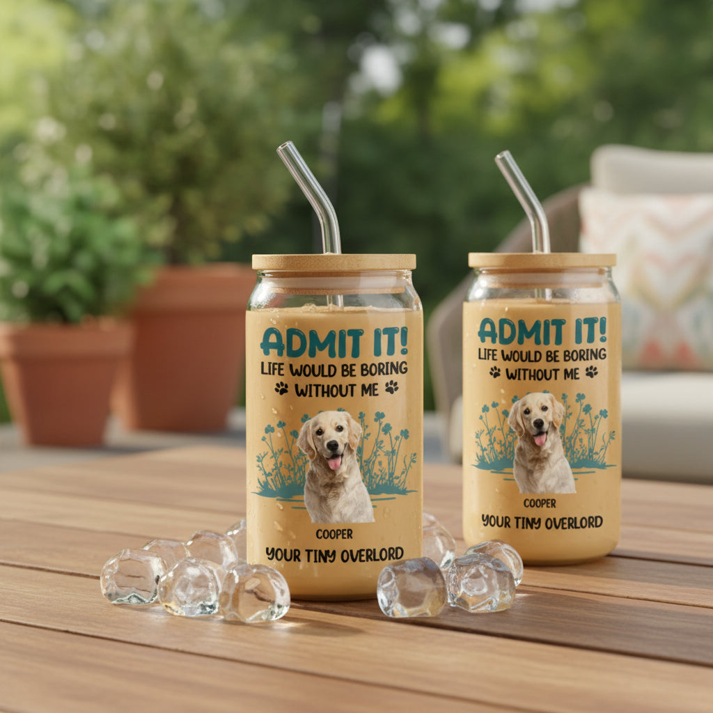 Custom Photo Admit It - Personalized Glass Can With Lid