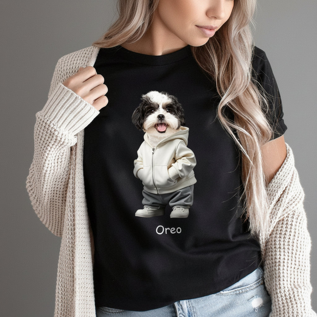 Custom Face Cute Dog Dark Shirt Gift For Dog Lovers HA75 891