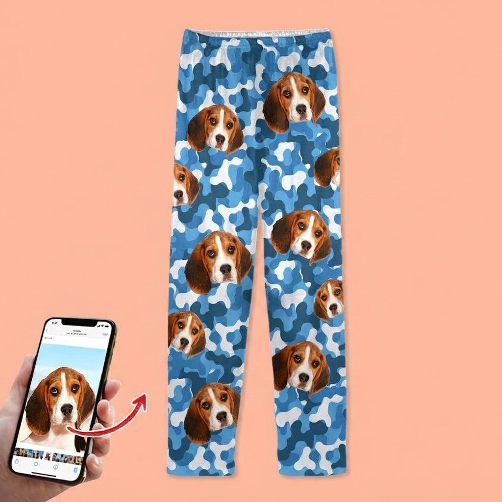 Custom Photo With Camo Background Dog Pajamas