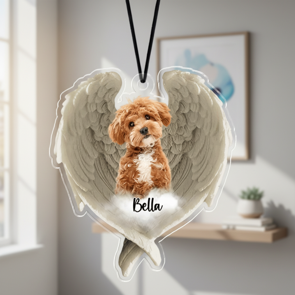 Custom Photo Pet Within Angel Wings Memorial Dog Cat Acrylic