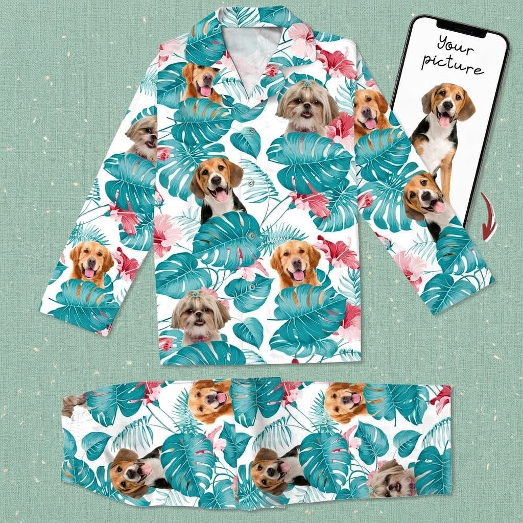 Custom Photo Dog and Cat Pajamas Christmas T286