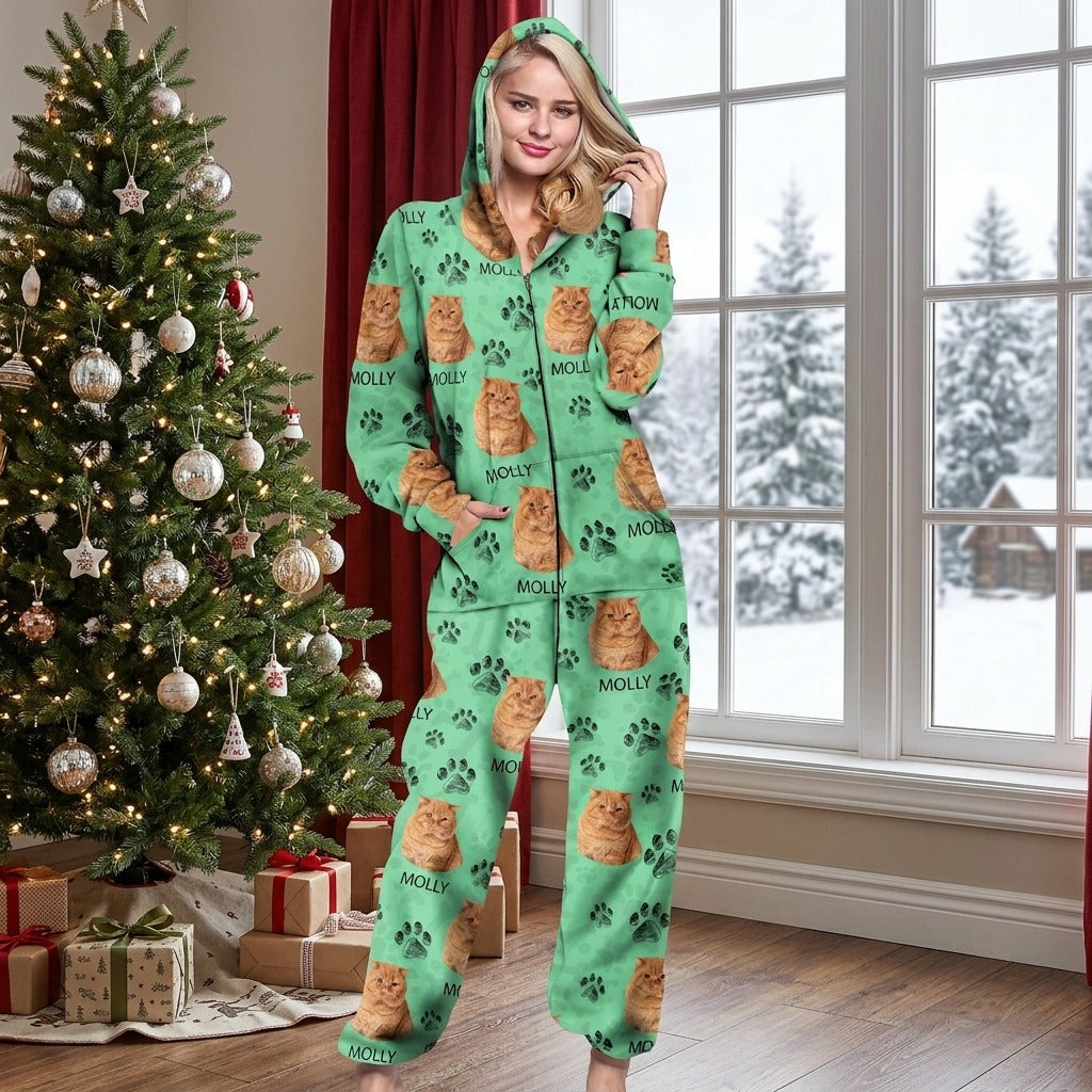 Custom Photo With Dog Cat Paw Onesie Pajamas For Dog Lovers