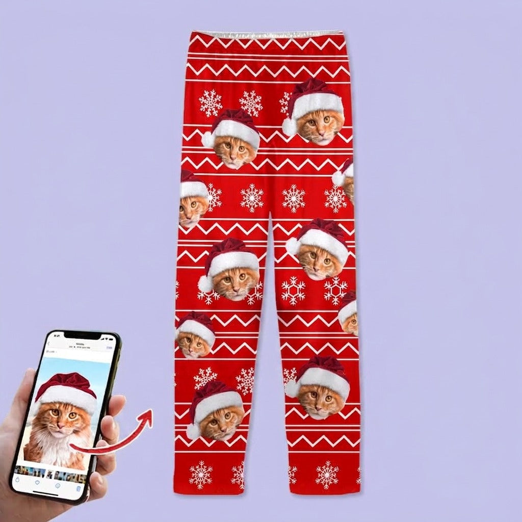 Custom Photo Christmas Cat Pajamas