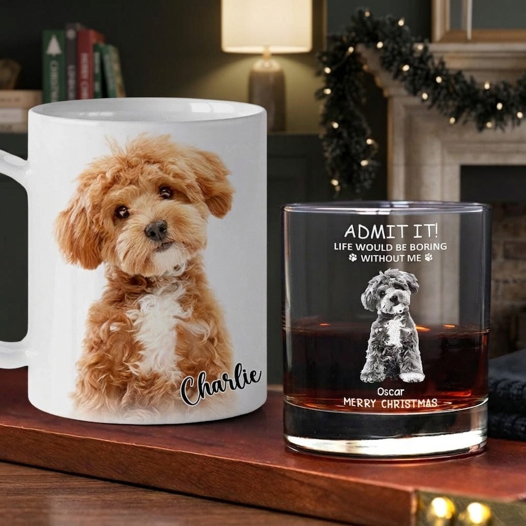 Custom Photo Life Would Be Boring Without Me Dog Cat Engraved Rock Glass