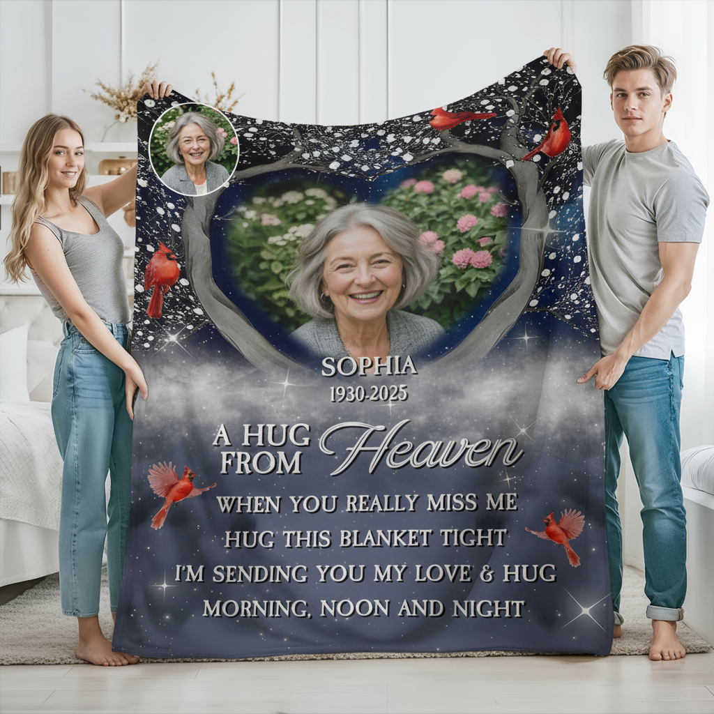 Personalized A Hug From Heaven Custom Photo Memorial  Blanke