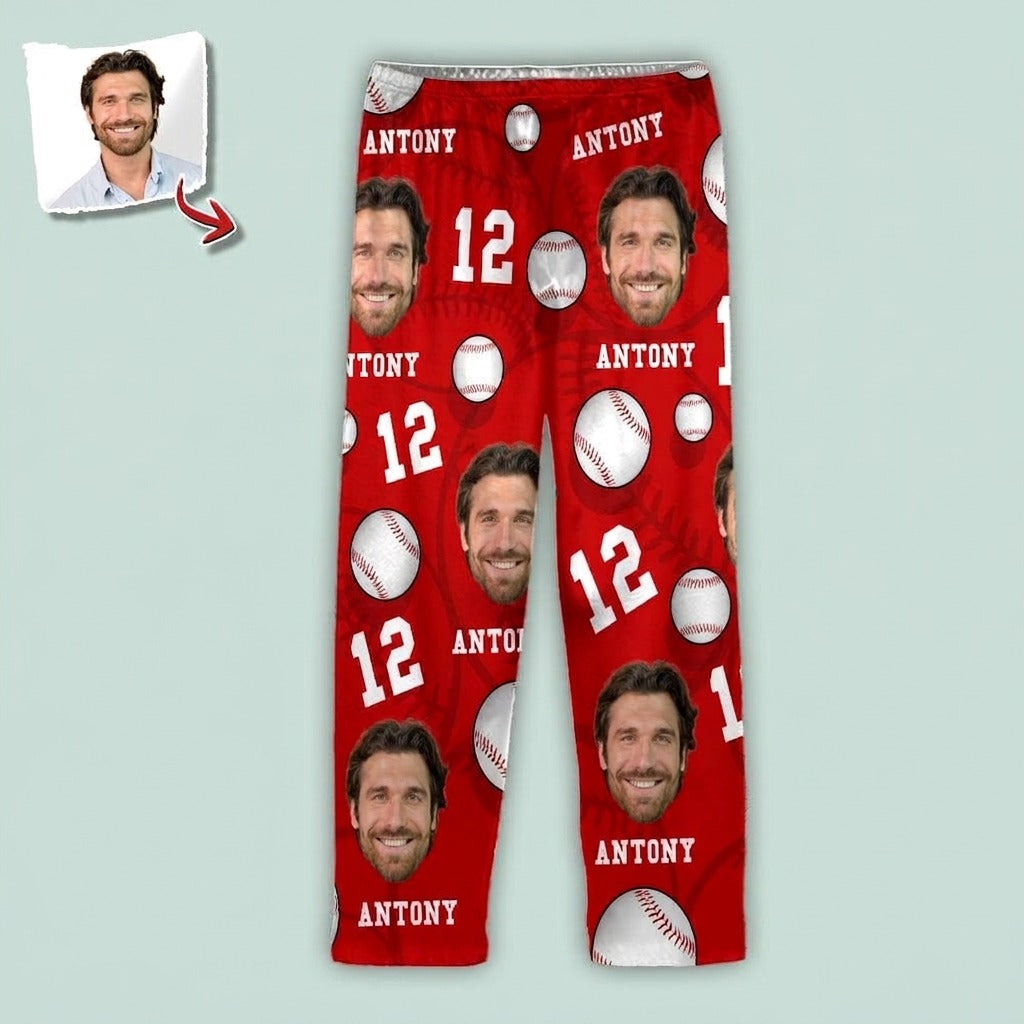 Custom Face Photo And Name Baseball Pajamas