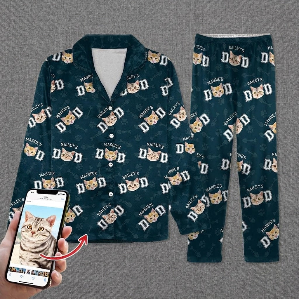 Custom Photo Cat Dad Cat Mom Pajamas