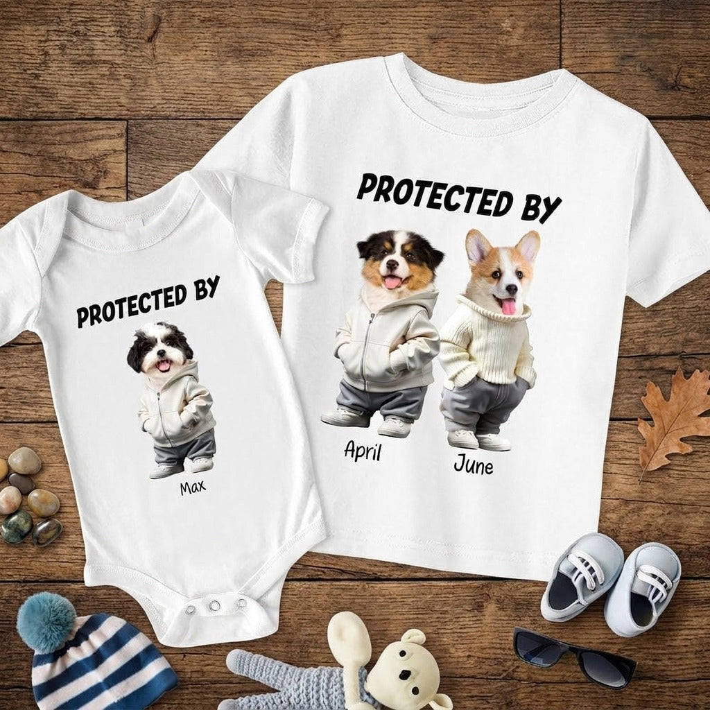 Custom Face Cute Dog Unconditional Love In A Furry Baby Onesie Baby Shirt