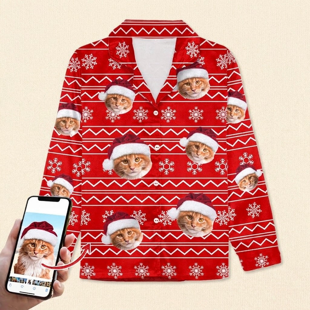 Custom Photo Christmas Cat Pajamas