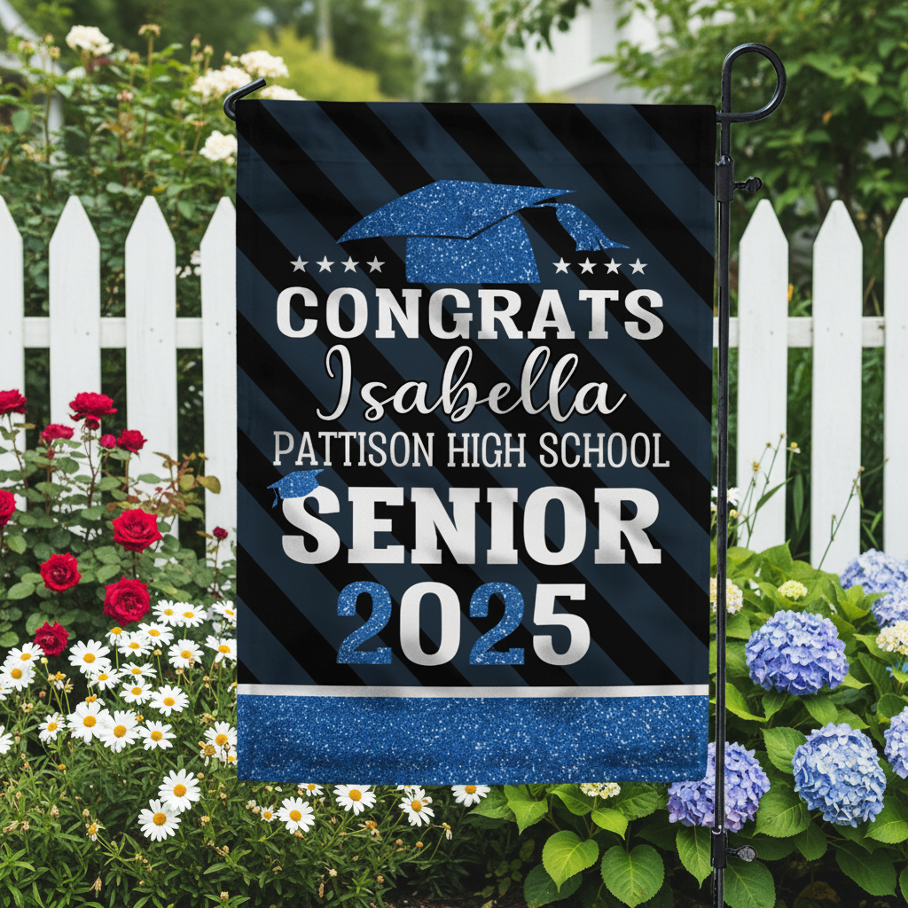 Upload School Logo Class of 2025 Graduation Garden Flag N304
