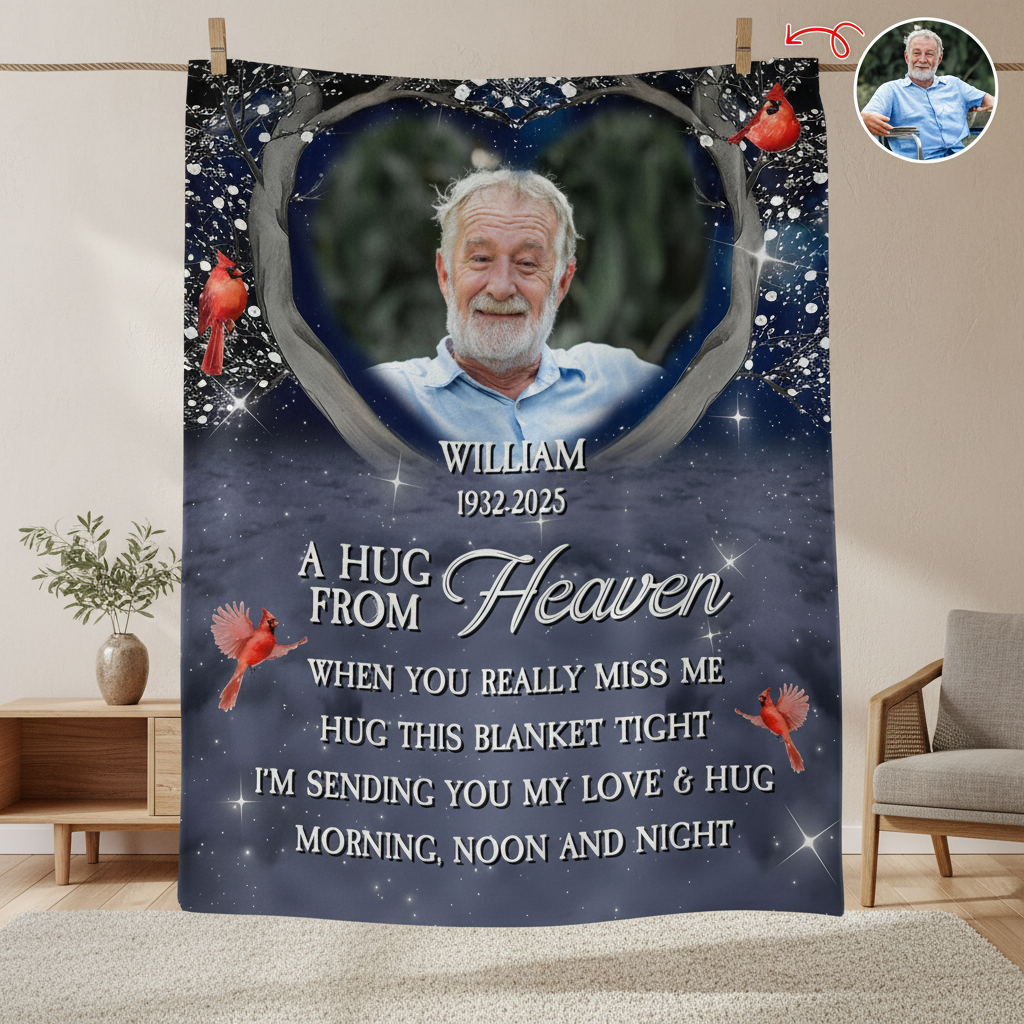 Personalized A Hug From Heaven Custom Photo Memorial  Blanke