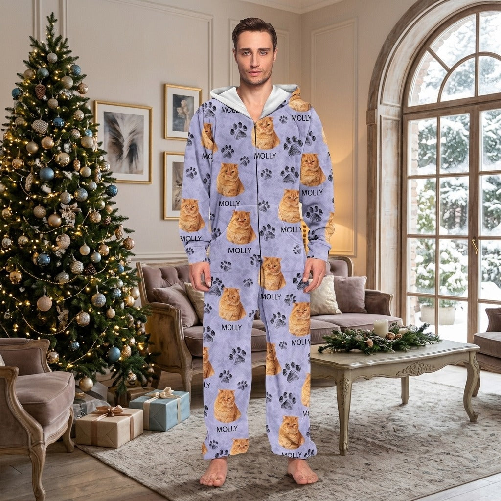 Custom Photo With Dog Cat Paw Onesie Pajamas For Dog Lovers
