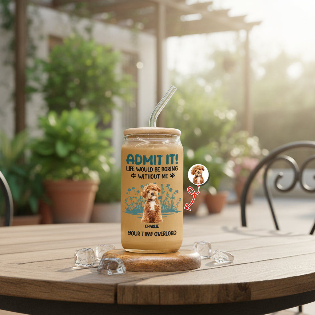 Custom Photo Admit It - Personalized Glass Can With Lid