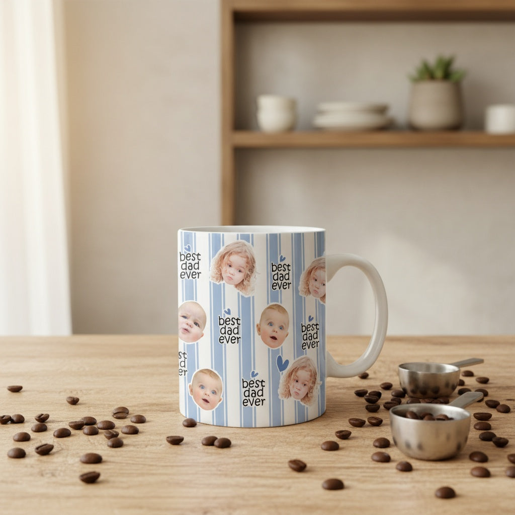 Custom Baby Face Best Dad, Mom Ever Print Full Mug - Personalized Gift for Parents