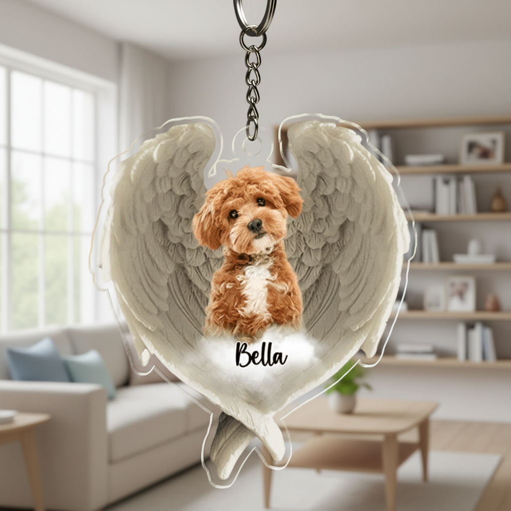 Custom Photo Pet Within Angel Wings Memorial Dog Cat Acrylic