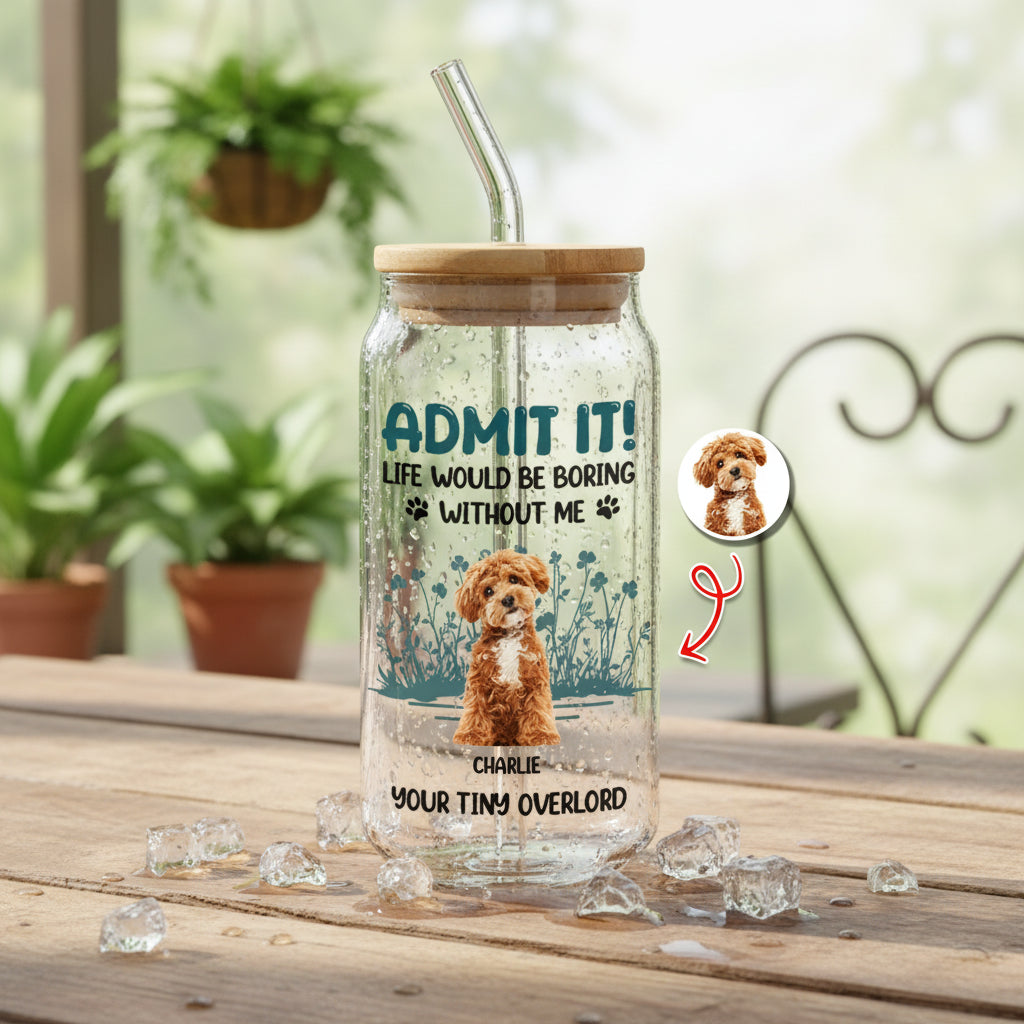 Custom Photo Admit It - Personalized Glass Can With Lid