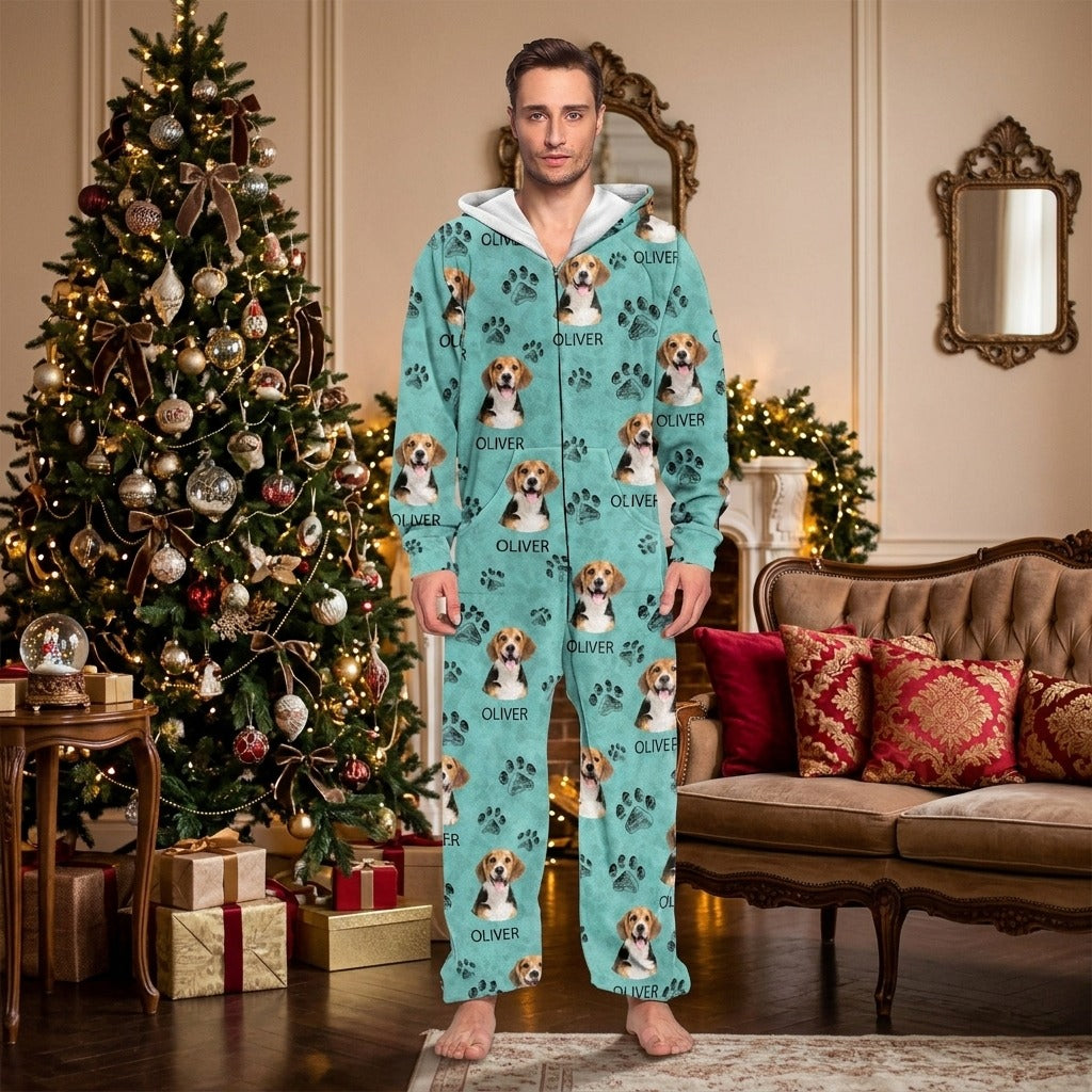 Custom Photo With Dog Cat Paw Onesie Pajamas For Dog Lovers