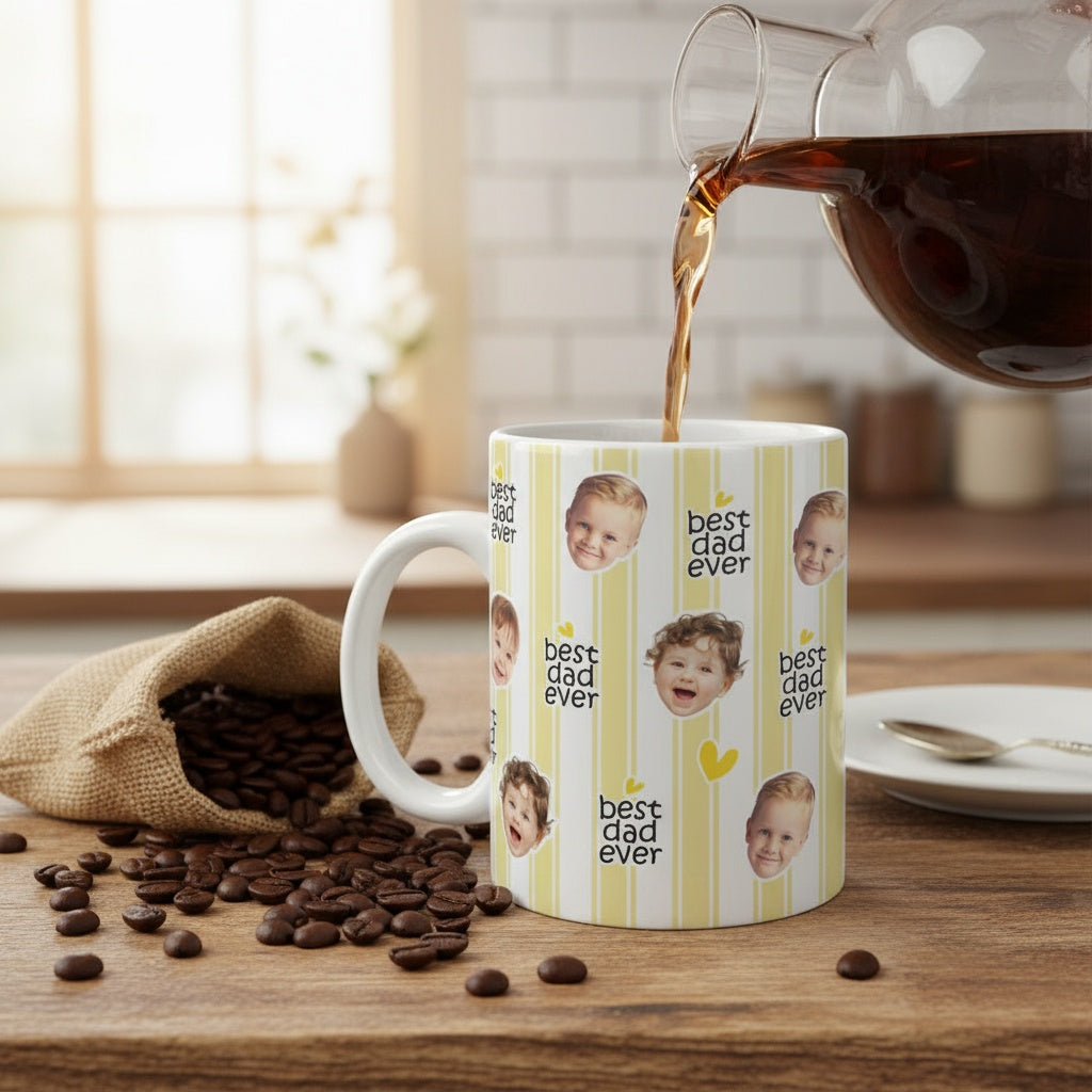 Custom Baby Face Best Dad, Mom Ever Print Full Mug - Personalized Gift for Parents
