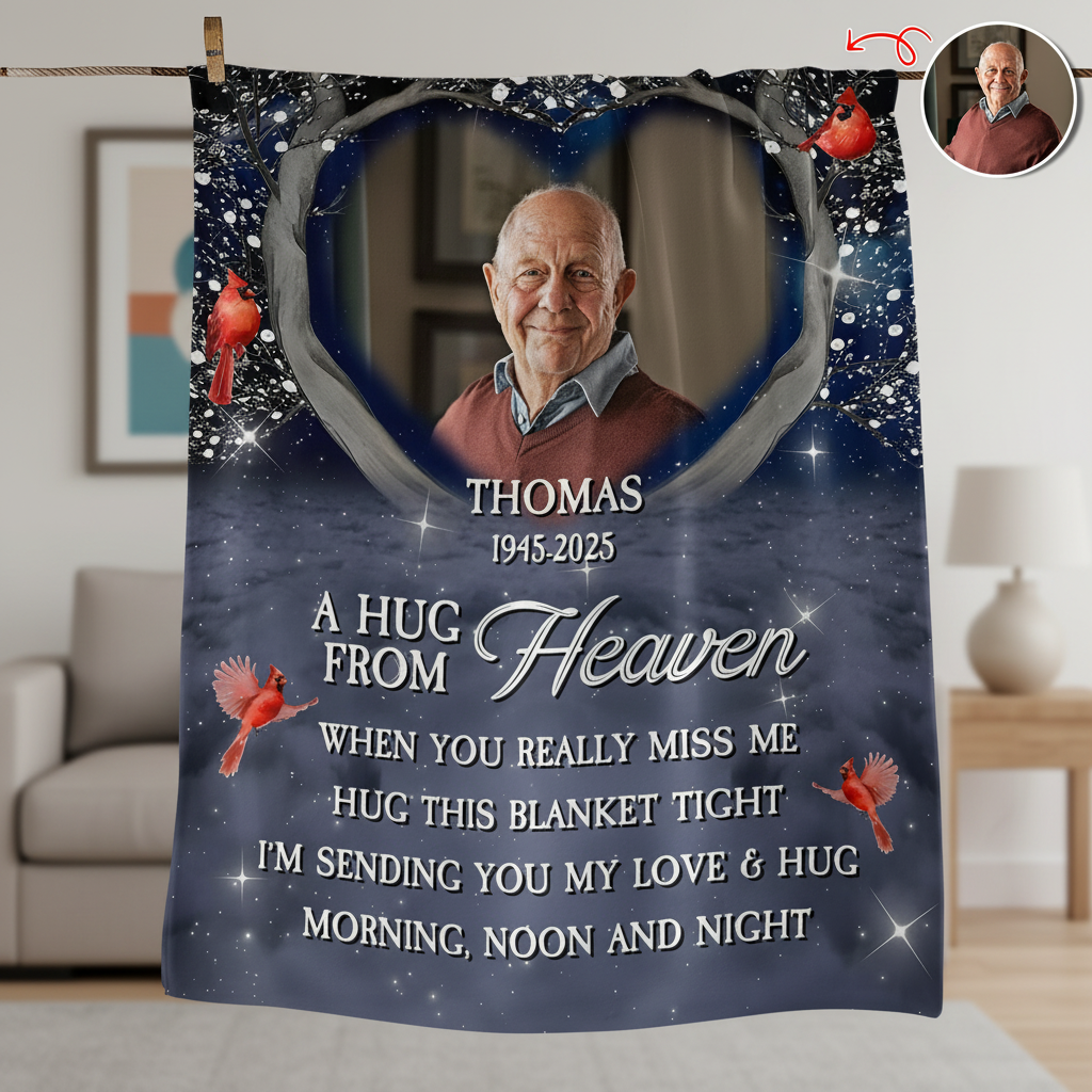 Personalized A Hug From Heaven Custom Photo Memorial  Blanke