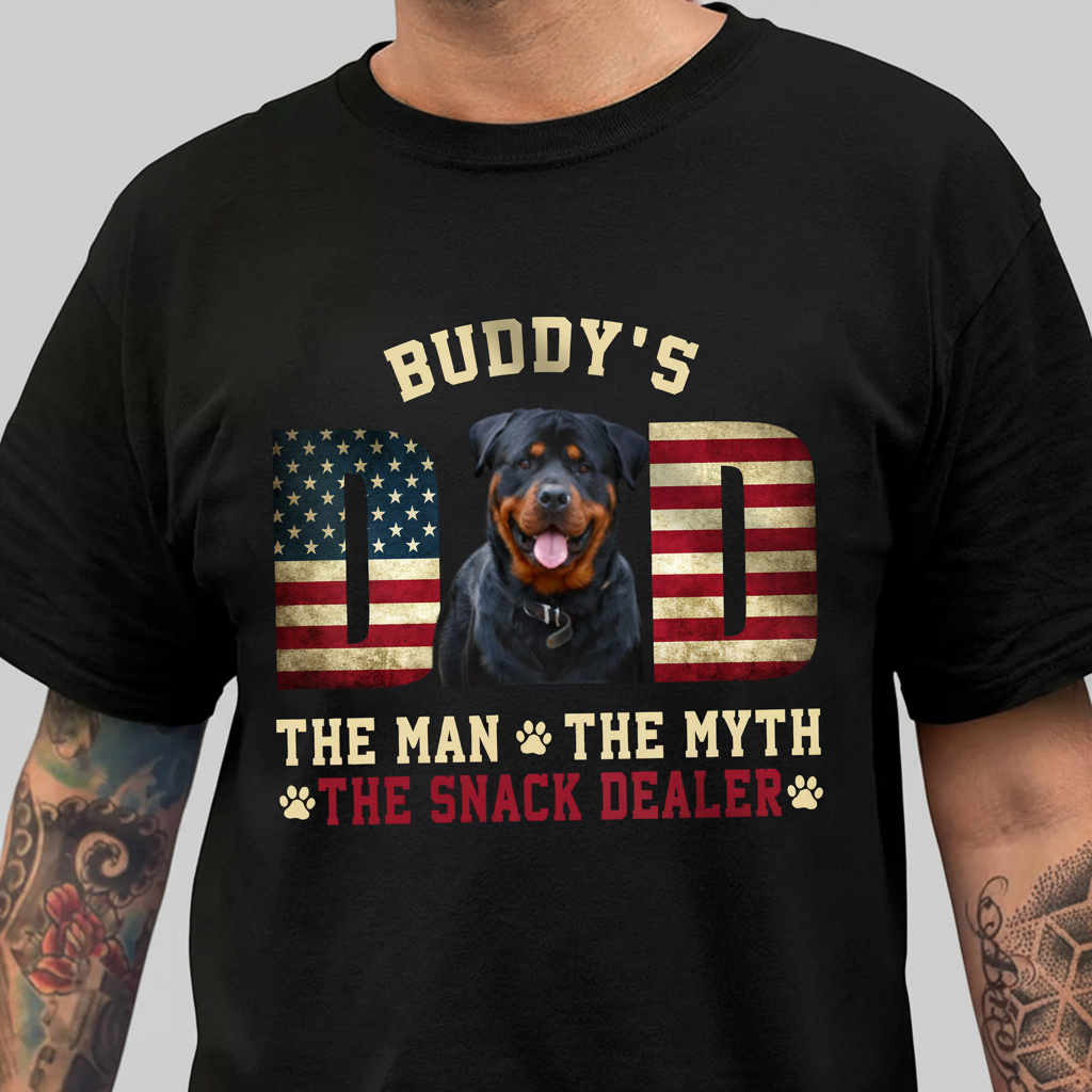 Custom Photo Dog - Dog's Dad The Man The Myth The Dealer Ame