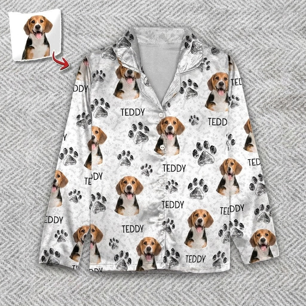 Custom Photo Dog Cat Paw For Dog Cat Lover Pajamas Christmas NKT1