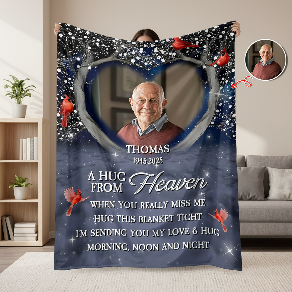 Personalized A Hug From Heaven Custom Photo Memorial  Blanke