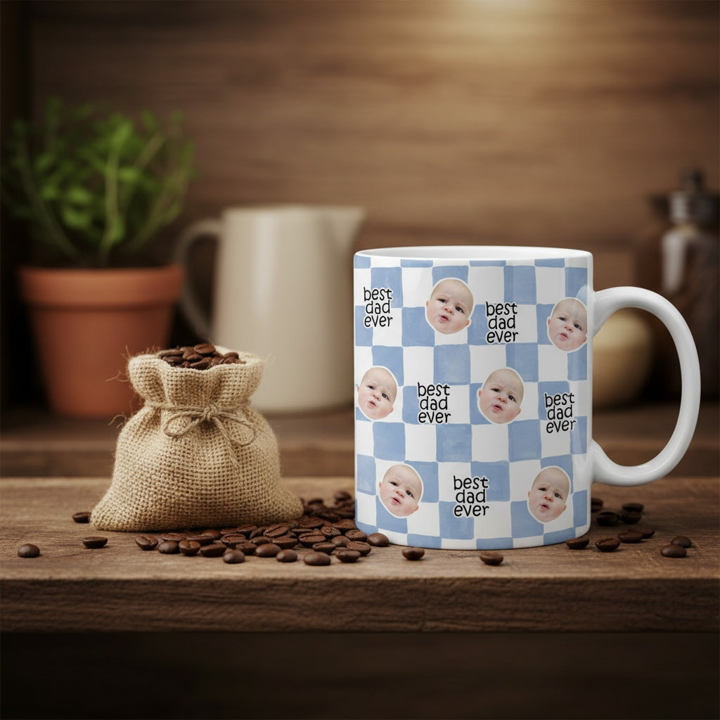 Custom Baby Face Best Dad, Mom Ever Print Full Mug - Personalized Gift for Parents