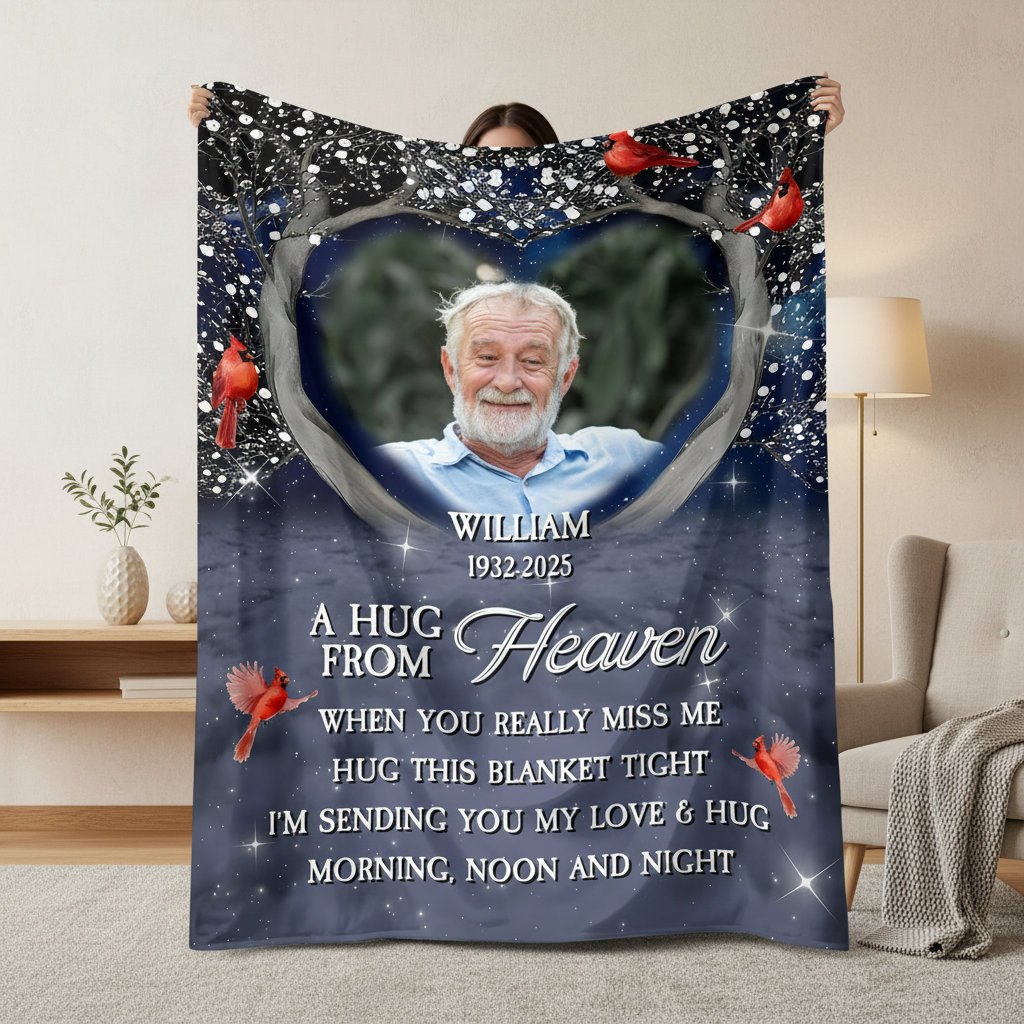 Personalized A Hug From Heaven Custom Photo Memorial  Blanke