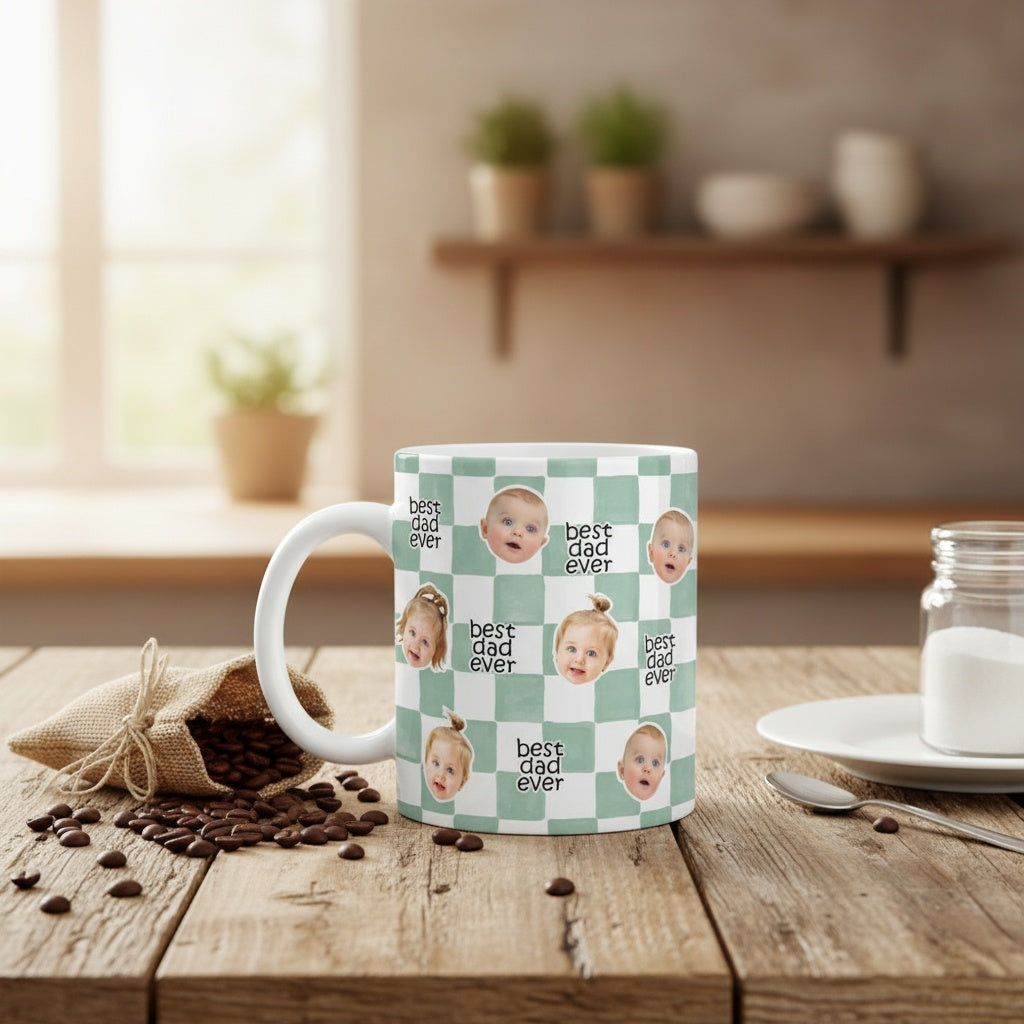 Custom Baby Face Best Dad, Mom Ever Print Full Mug - Personalized Gift for Parents