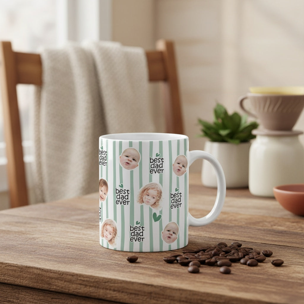 Custom Baby Face Best Dad, Mom Ever Print Full Mug - Personalized Gift for Parents