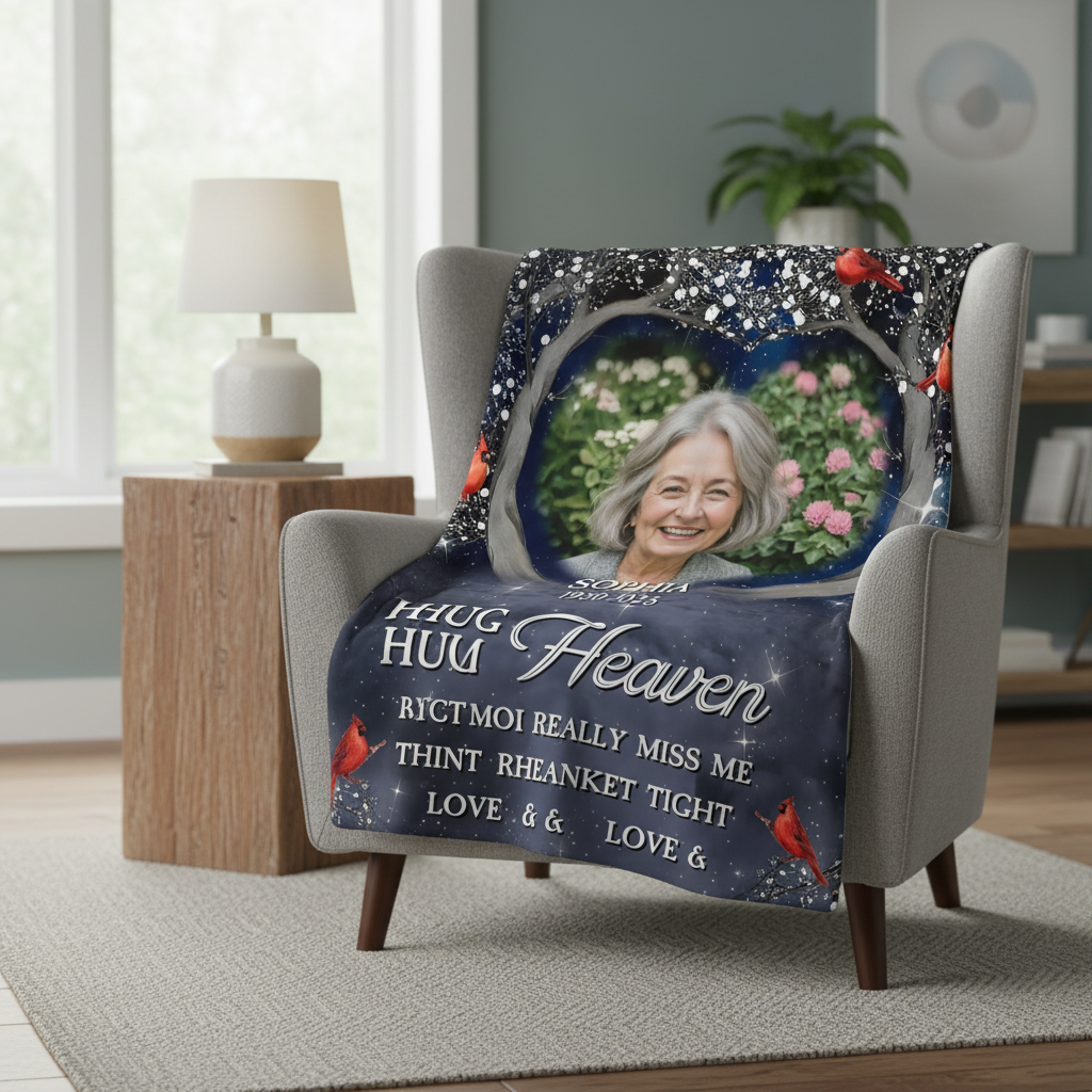 Personalized A Hug From Heaven Custom Photo Memorial  Blanke
