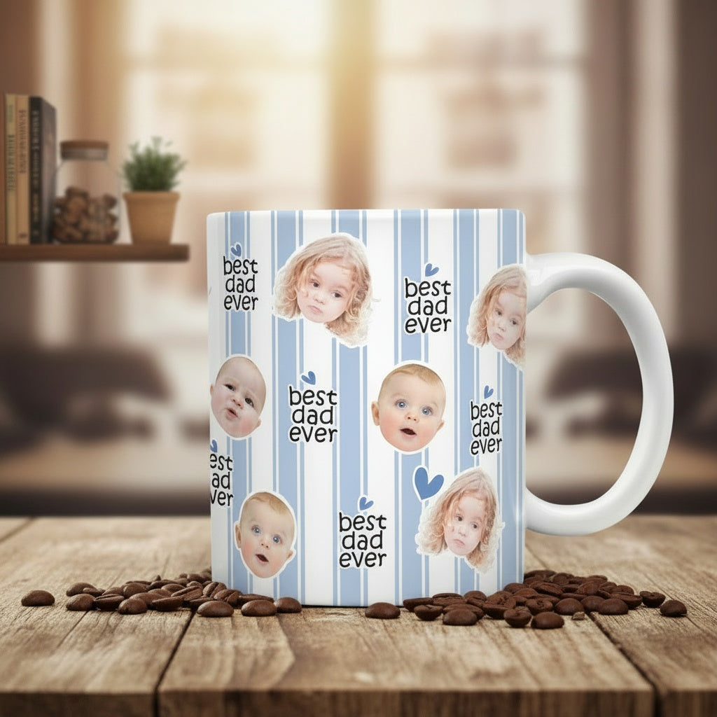 Custom Baby Face Best Dad, Mom Ever Print Full Mug - Personalized Gift for Parents