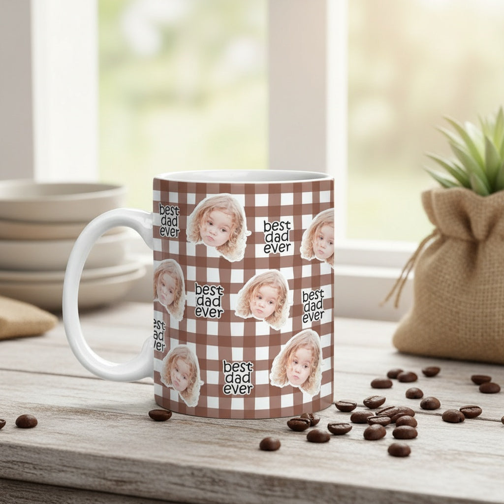 Custom Baby Face Best Dad, Mom Ever Print Full Mug - Personalized Gift for Parents