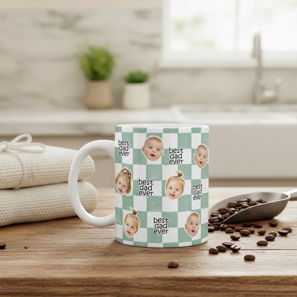 Custom Baby Face Best Dad, Mom Ever Print Full Mug - Personalized Gift for Parents
