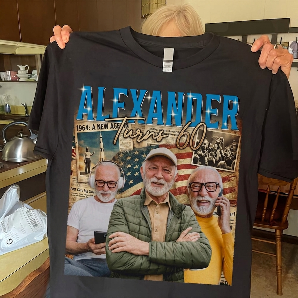 Custom Personalized Portrait Retro Style T-Shirt — Graduation Gift 547YD