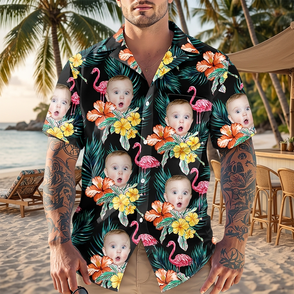 Custom Funny Kid Flamingo Hawai T-Shirt — Family Gift N6HPR