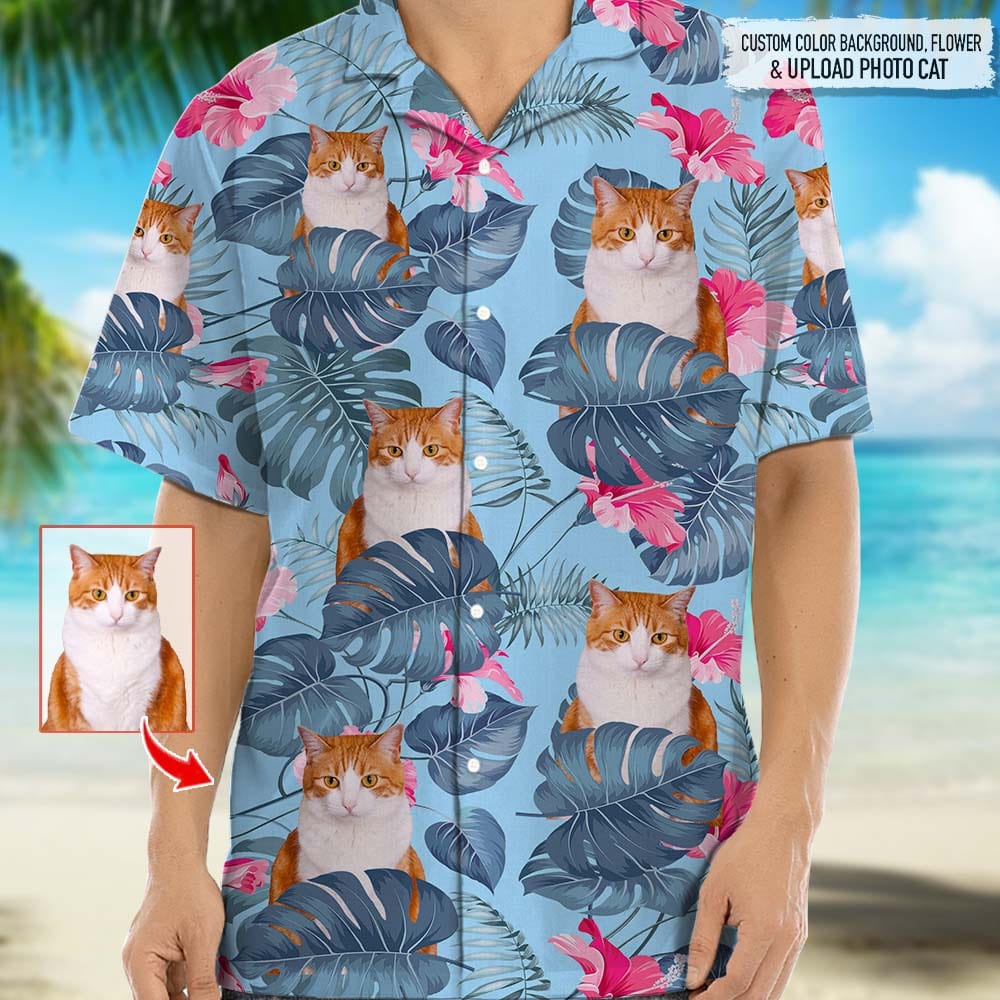Custom Cat Mens Hawaiian Shirt 2 — Gift for Cat Lovers HTKT3