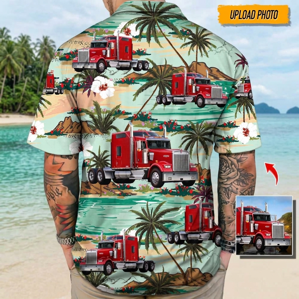 Upload Truck Photo Hawaiian Shirt,