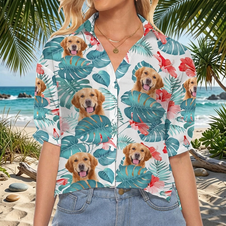 Custom Dog Cat Womens Neck Croptop Shirts— Gift for Pet Lovers WKDB8
